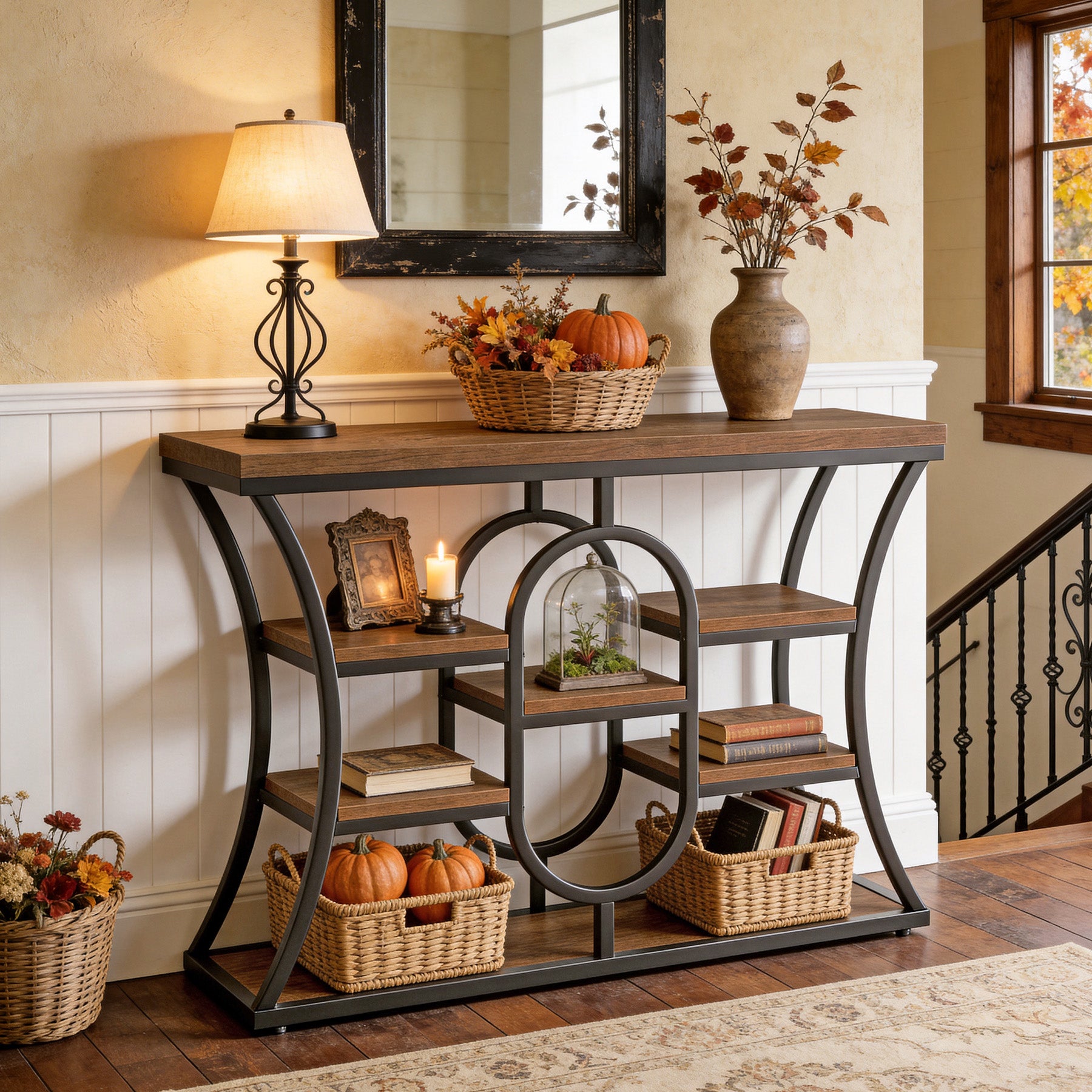 Tribesigns 41.3" Sofa Table, Industrial Console Table with Shelves