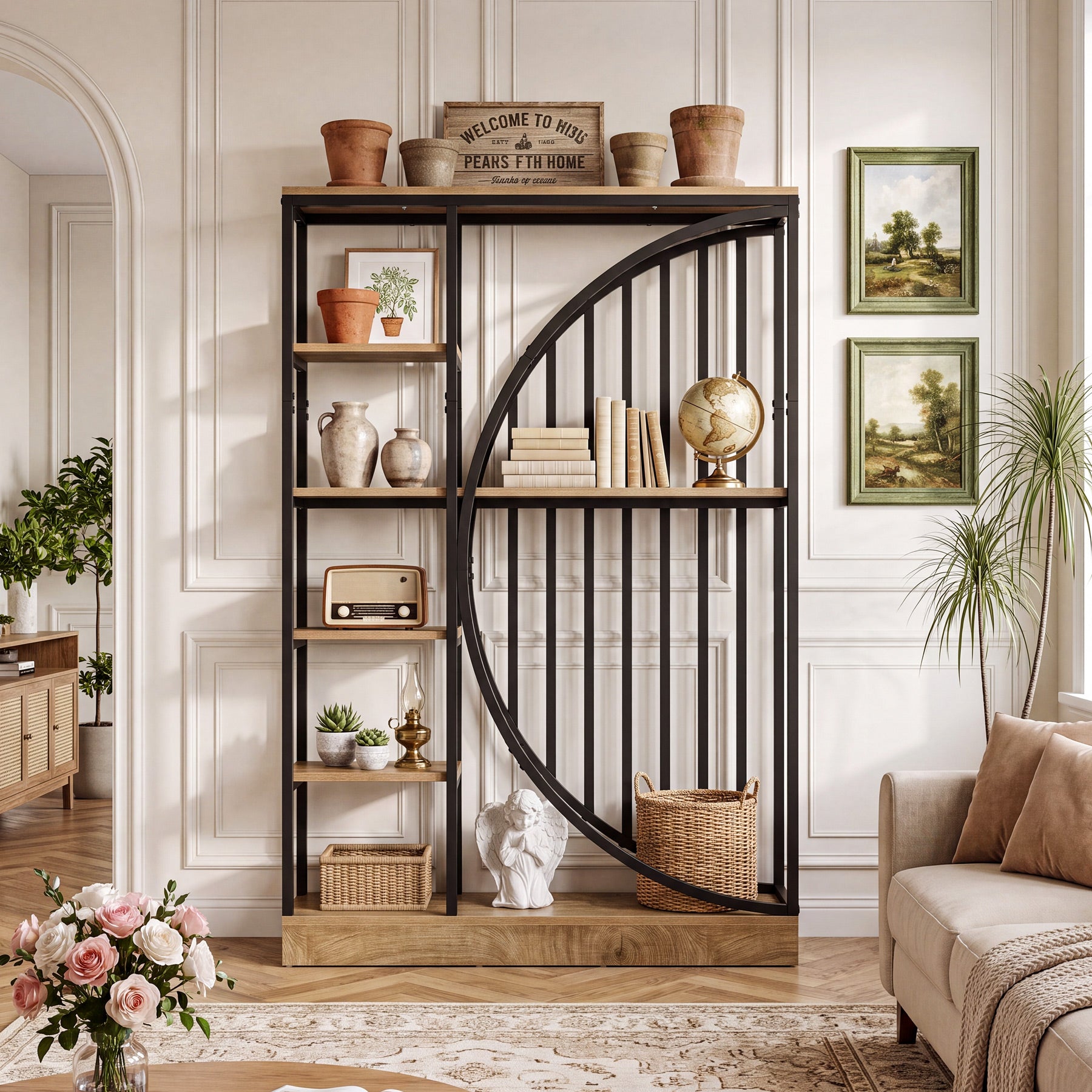 Tribesigns 70.9-Inch 5-Tier Bookshelf Room Divider, Reversible Display Shelf for Home Office