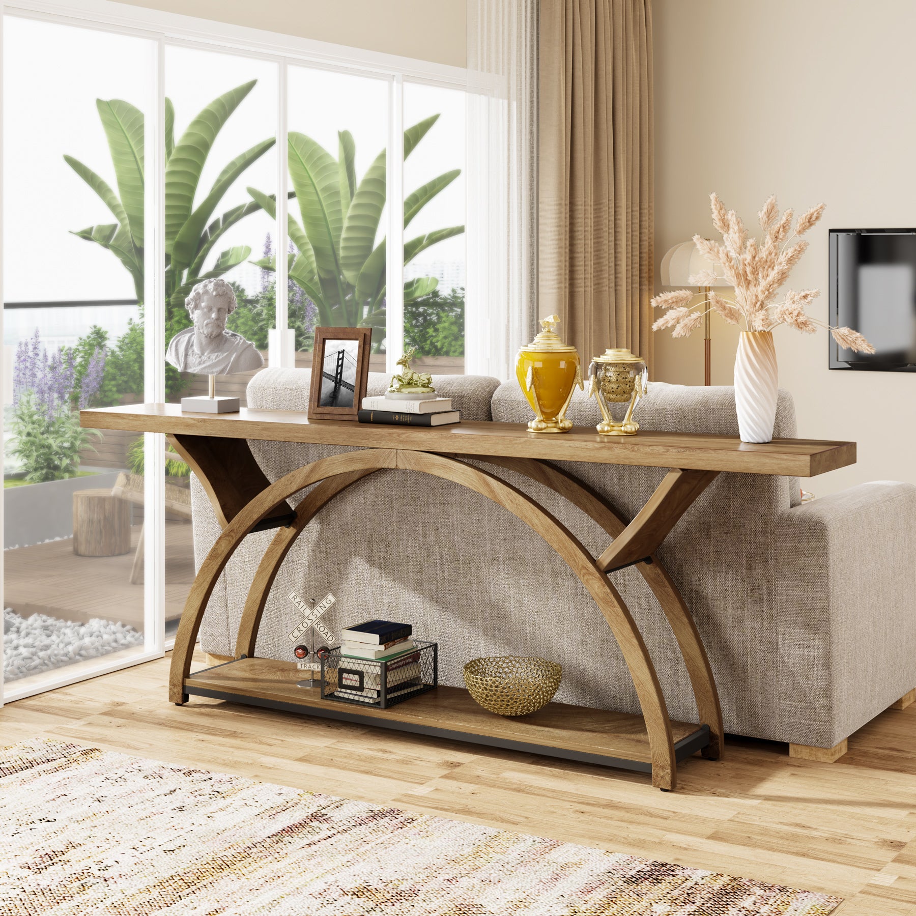 Tribesigns 70.87-Inch Rustic Console Table with Storage Shelf, Narrow Sofa Table for Entryway and Hallway