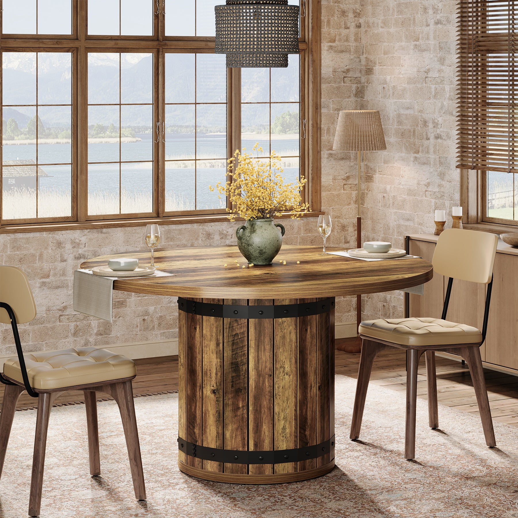 Tribesigns 39.37-Inch Round Dining Table, 4-Person Kitchen Table