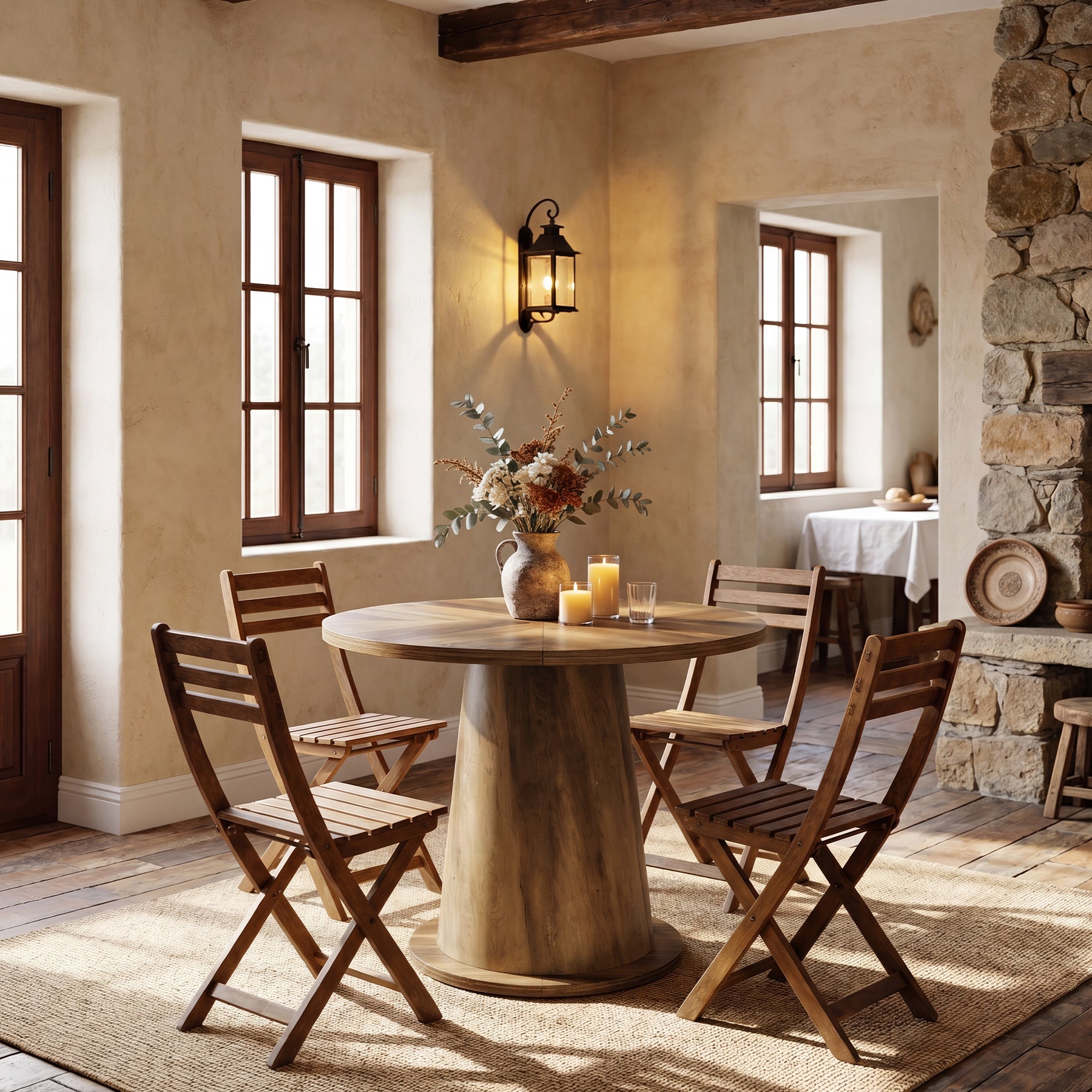 31.5-Inch Small Round Dining Table with Pedestal Base, Mid-Century Kitchen Table for 2 to 4 People