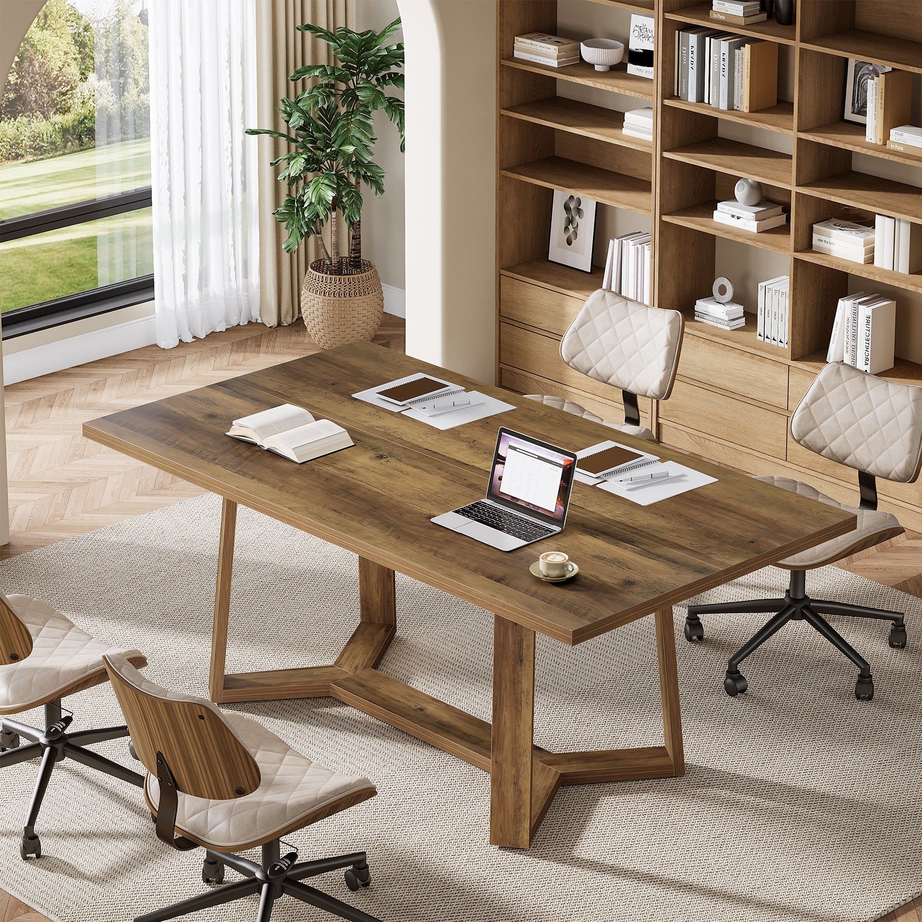 Tribesigns 47-Inch Home Office Desk with Reinforced Frame, Rustic Computer Table for Office