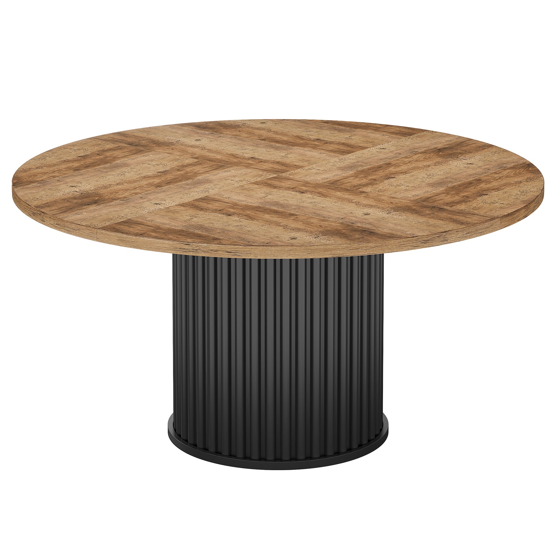 47" Round Dining Table for 4–6 People, Modern Farmhouse Kitchen Table with Fluted Pedestal Base