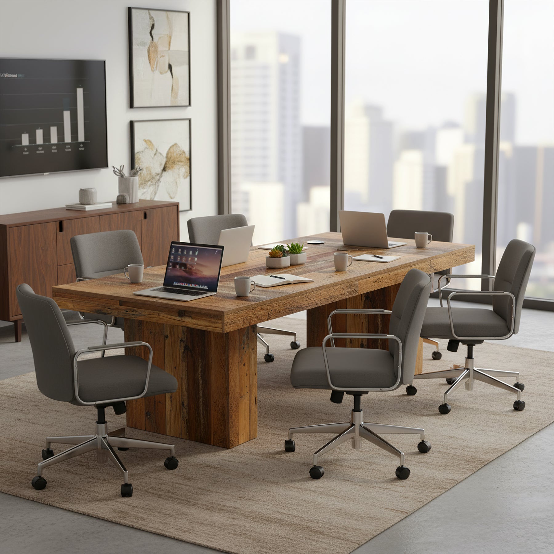 Tribesigns 63 Inch Farmhouse Executive Desk, Large Wooden Computer Desk with Heavy Duty Legs for Home Office