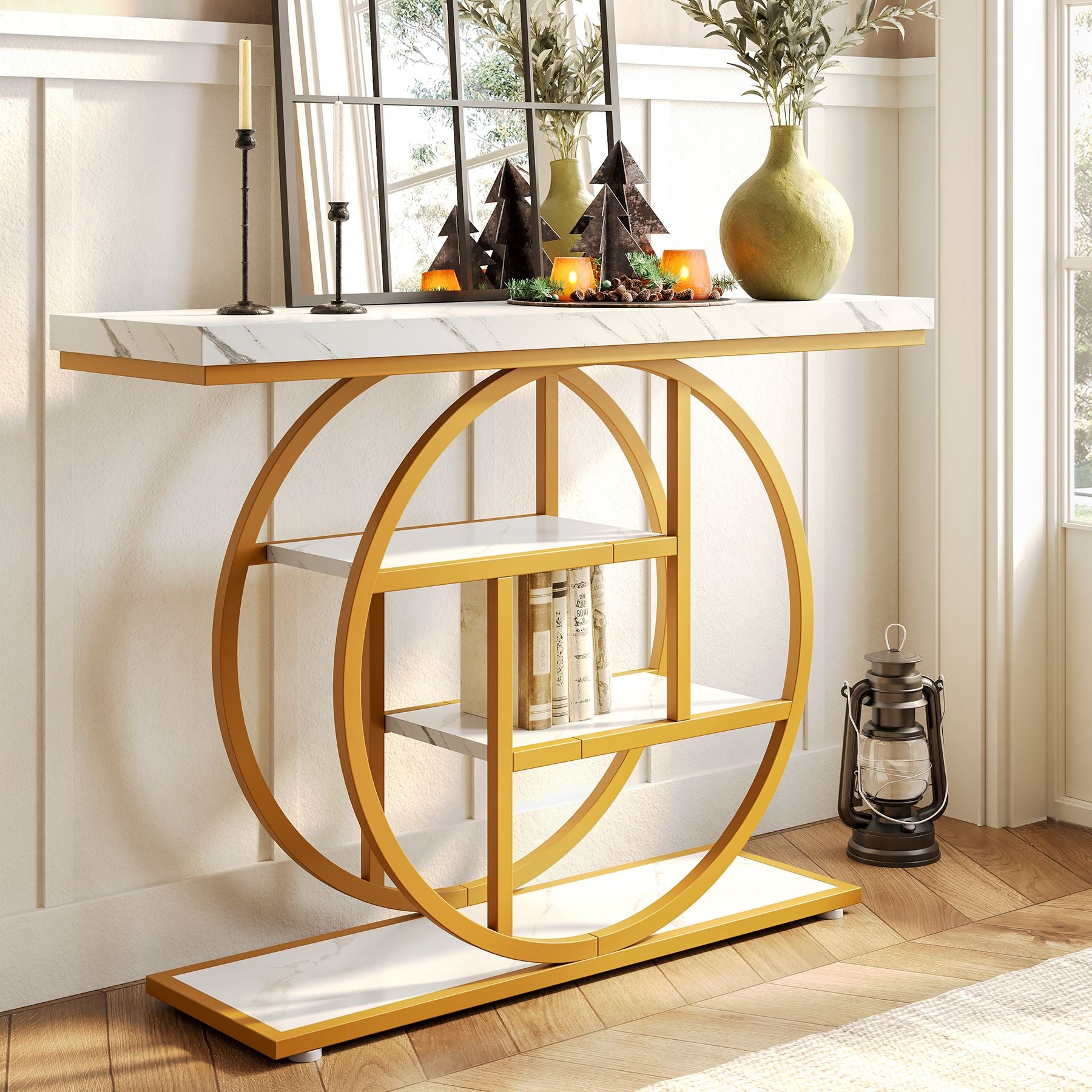 Tribesigns Industrial 4-Tier Sofa Table - 41.3" Console Table with Storage Shelves