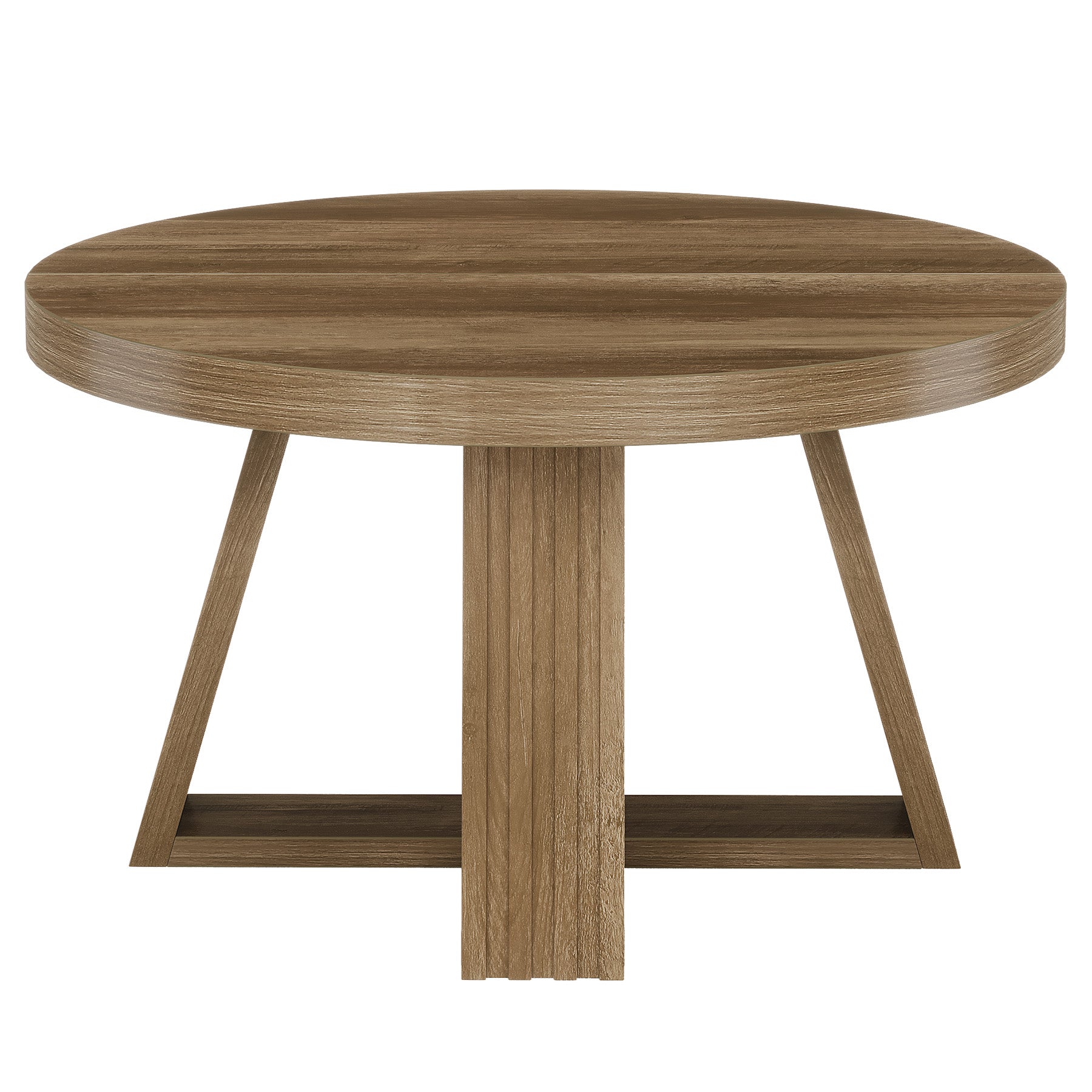 31.5-Inch Round Coffee Table with Thick MDF Tabletop and Cross Base, Rustic Farmhouse Center Table for Living Room