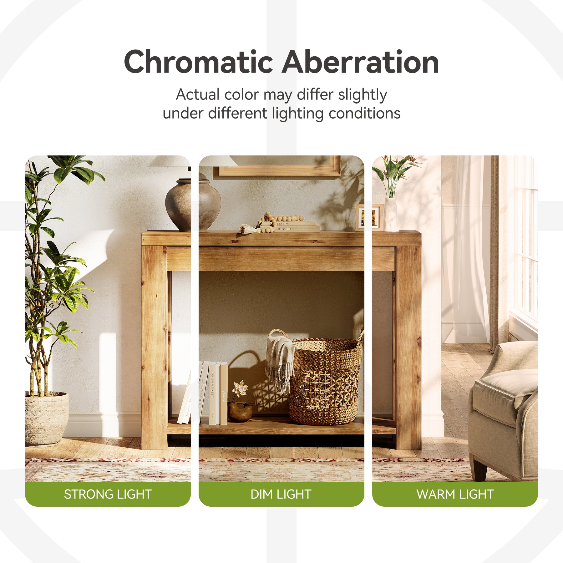 43.3-Inch Solid Wood Console Table, Narrow Farmhouse Sofa Table for Entryway Living Room