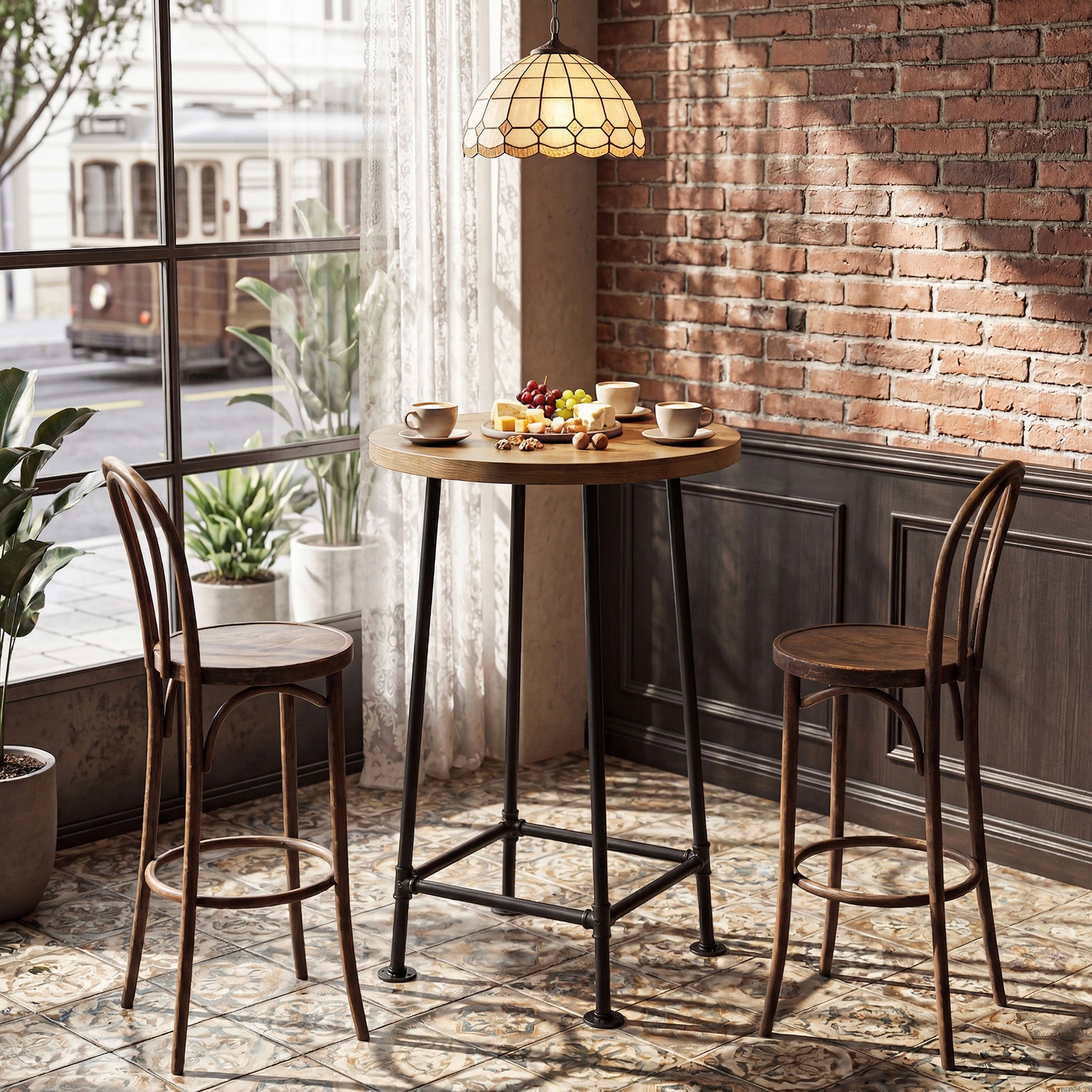 Tribesigns 37.4-Inch Round Bar Table, High Top Pub Table for Small Spaces