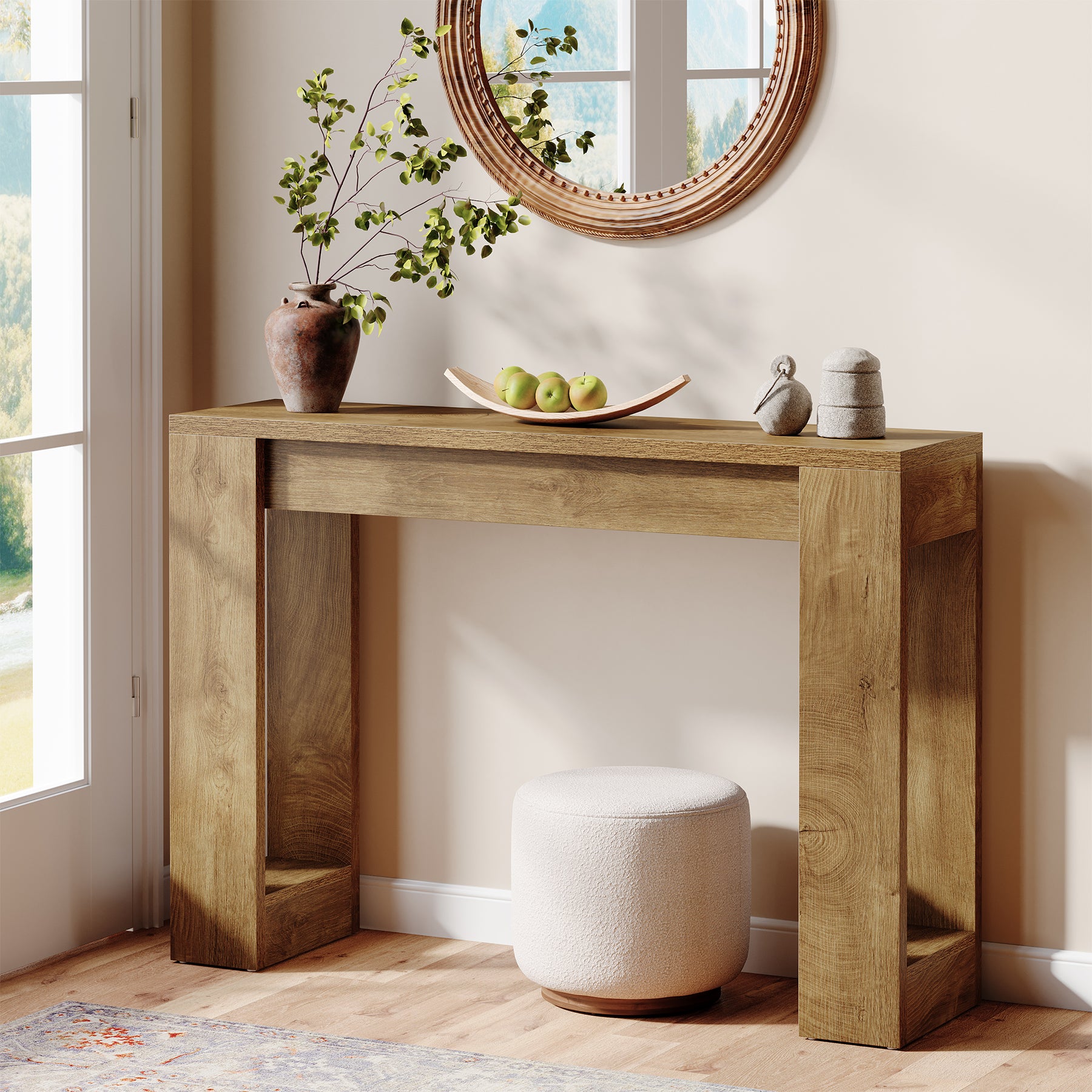 Tribesigns 41.3-Inch Wood Console Table for Entryway, Modern Sofa Table with Double Wooden Base