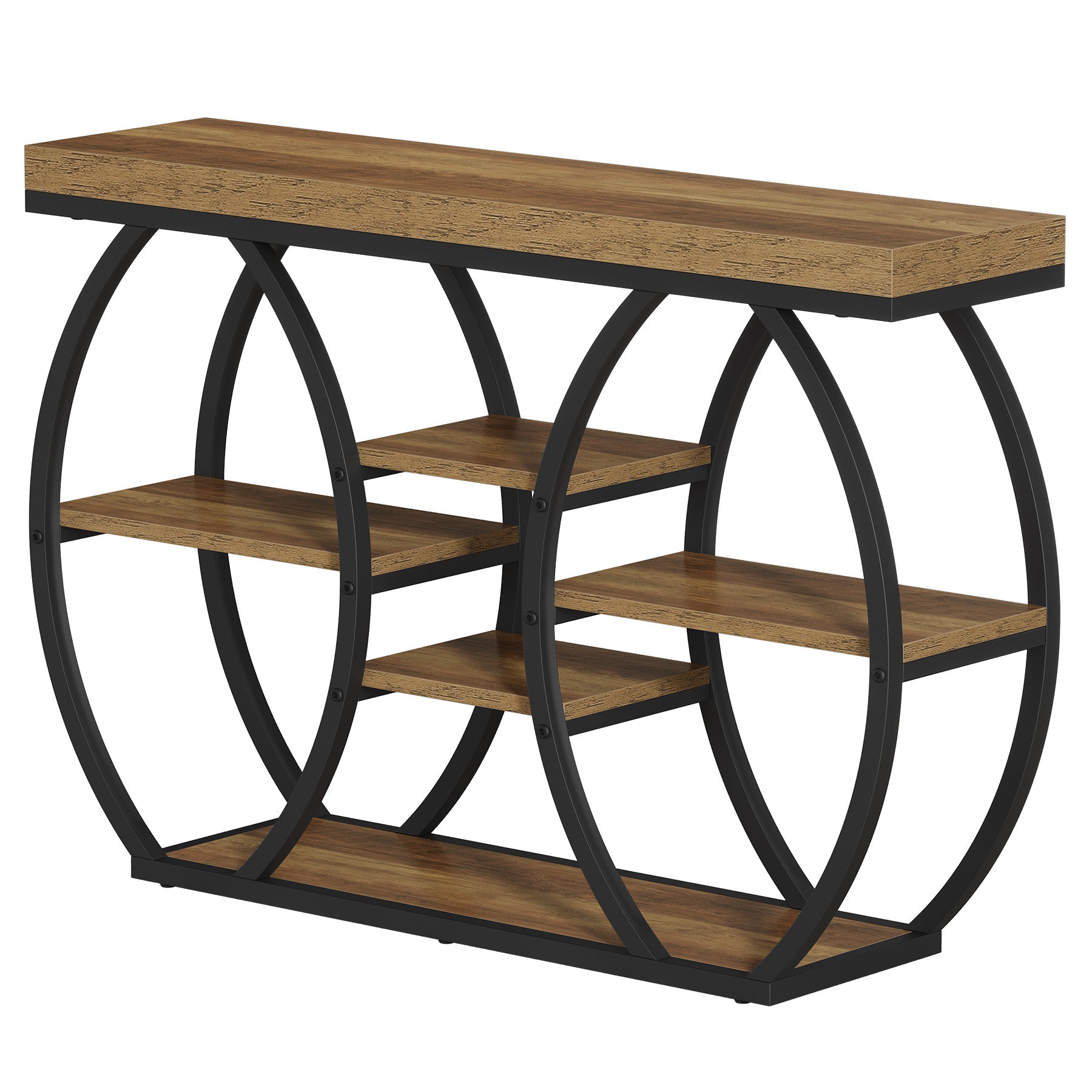 Tribesigns 47-Inch Console Table with 4-Tier Storage, Farmhouse Hallway Table with Curved Frame
