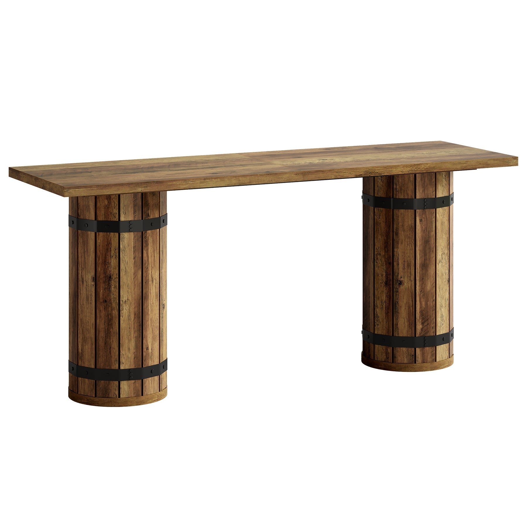 70.9-Inch Long Bar Table with Slatted Base, Rectangular Counter Height Pub Table