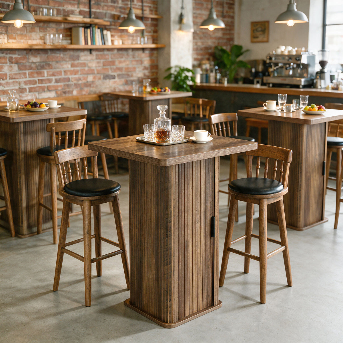 Tribesigns 35.43" H Bar Table with 3-Tier Storage Cabinet, High Top Pub Table for Small Kitchens