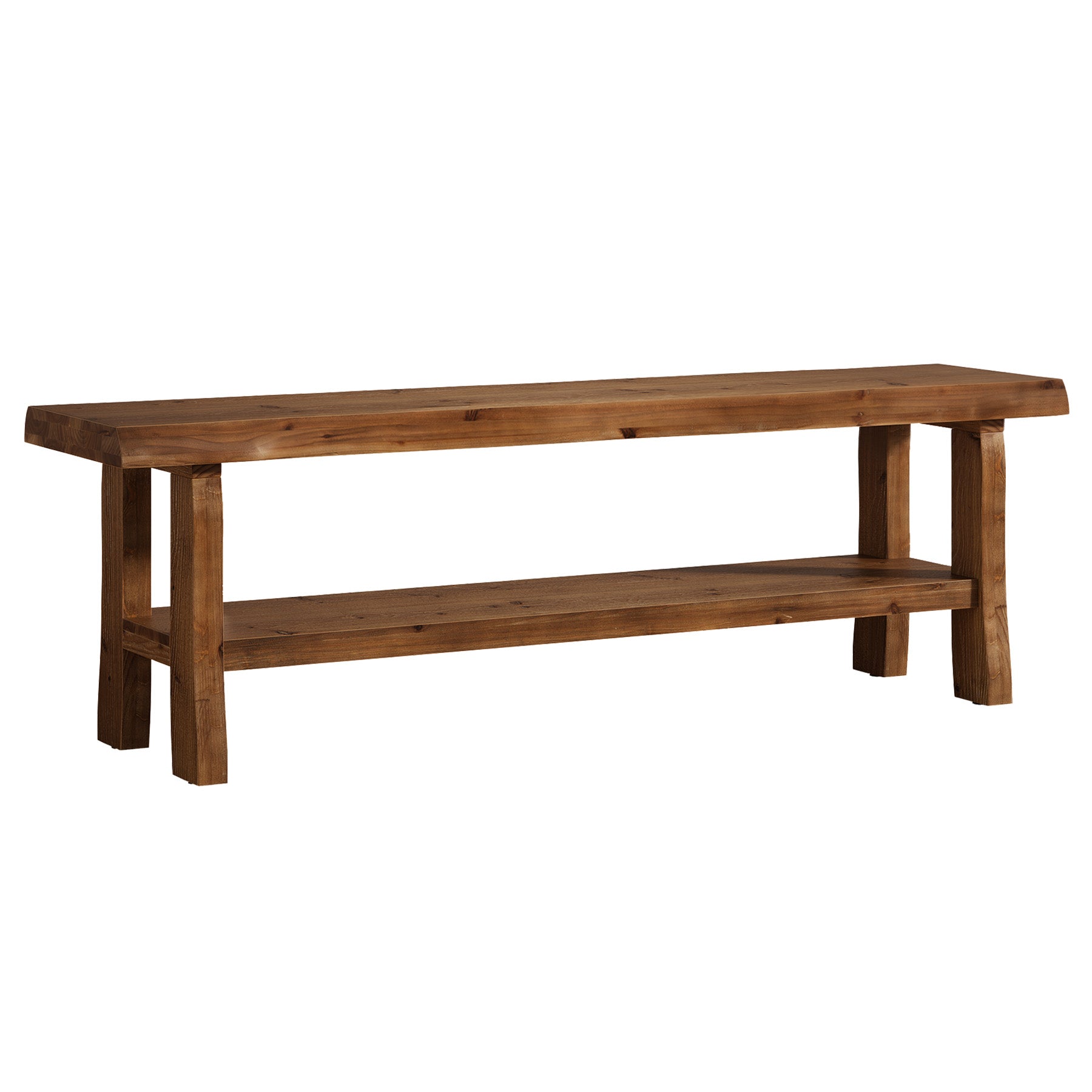 Tribesigns 55-Inch Solid Wood Shoe Storage Bench, Entryway Bench with Lower Shelf for Hallway