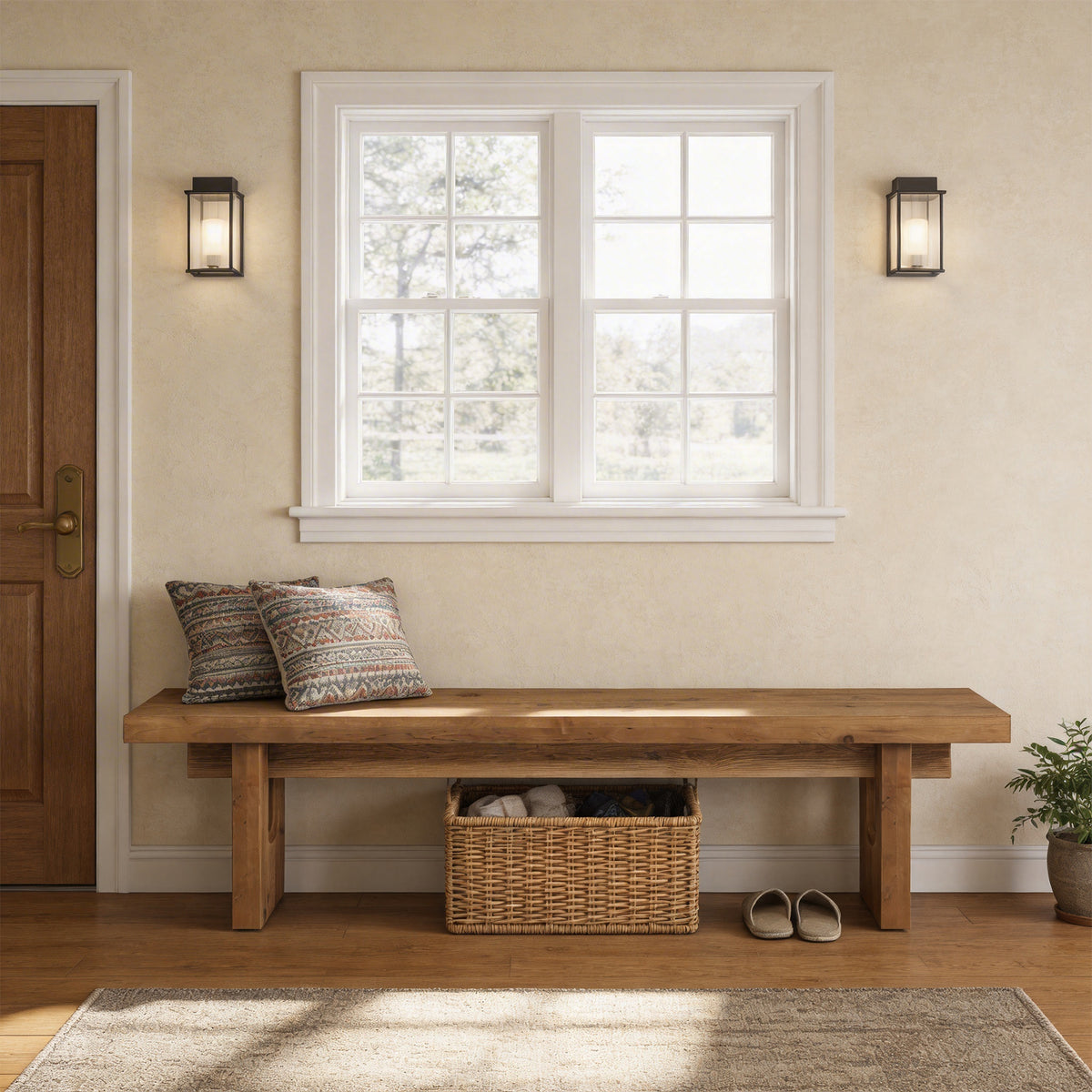 Tribesigns 63-Inch Solid Wood Dining Bench for 3-4, Farmhouse Wooden Bench for Kitchen and Entryway
