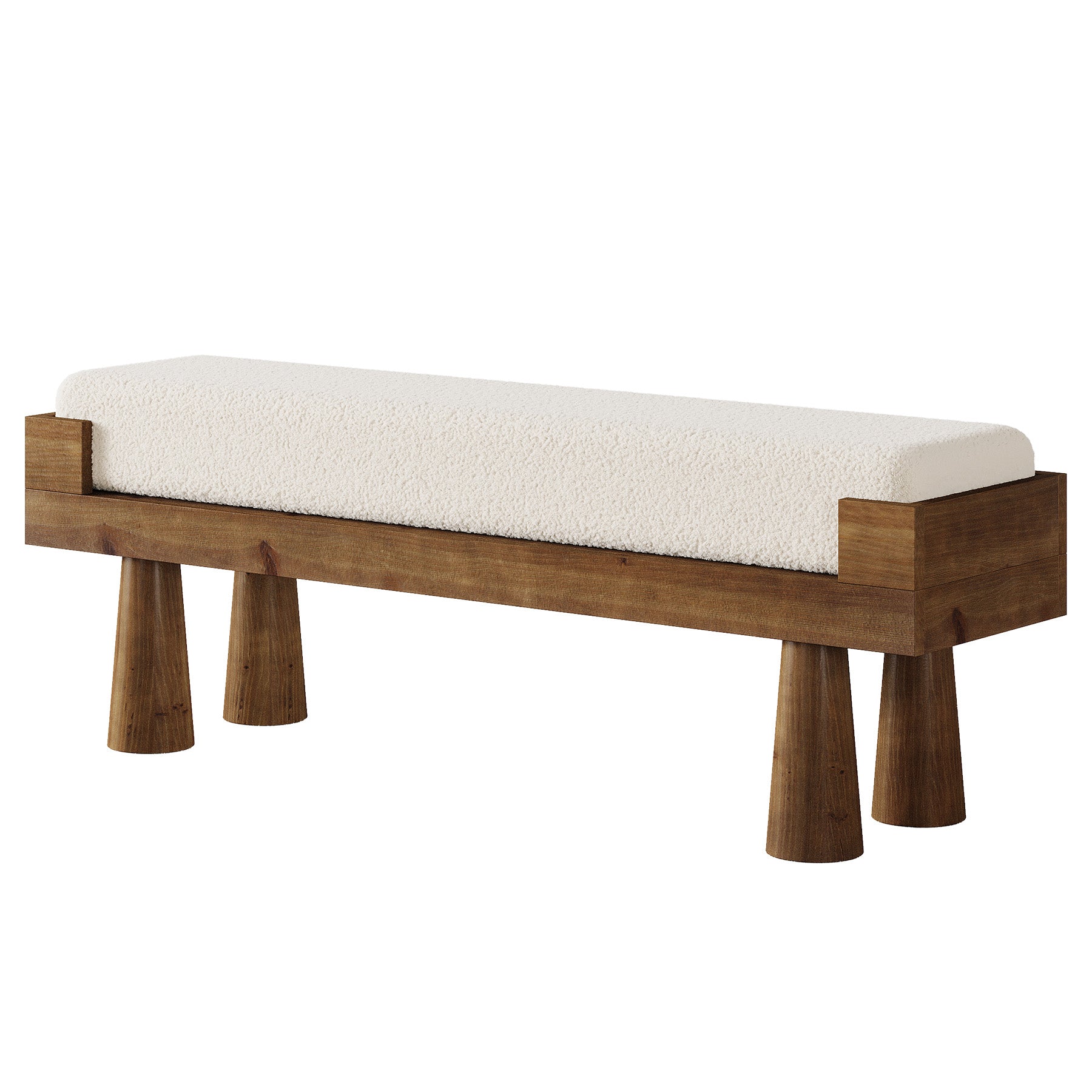 Tribesigns Upholstered Entryway Bench with Solid Wood Legs, Mid-Century Shoe Bench for Bedroom and Living Room