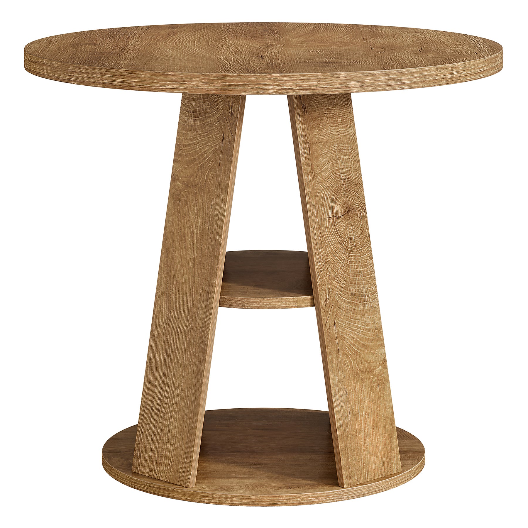 Tribesigns 31.5-Inch Round Dining Table for 2-4, Space-Saving Farmhouse Kitchen Table with 2-Tier Storage Shelf for Small Spaces