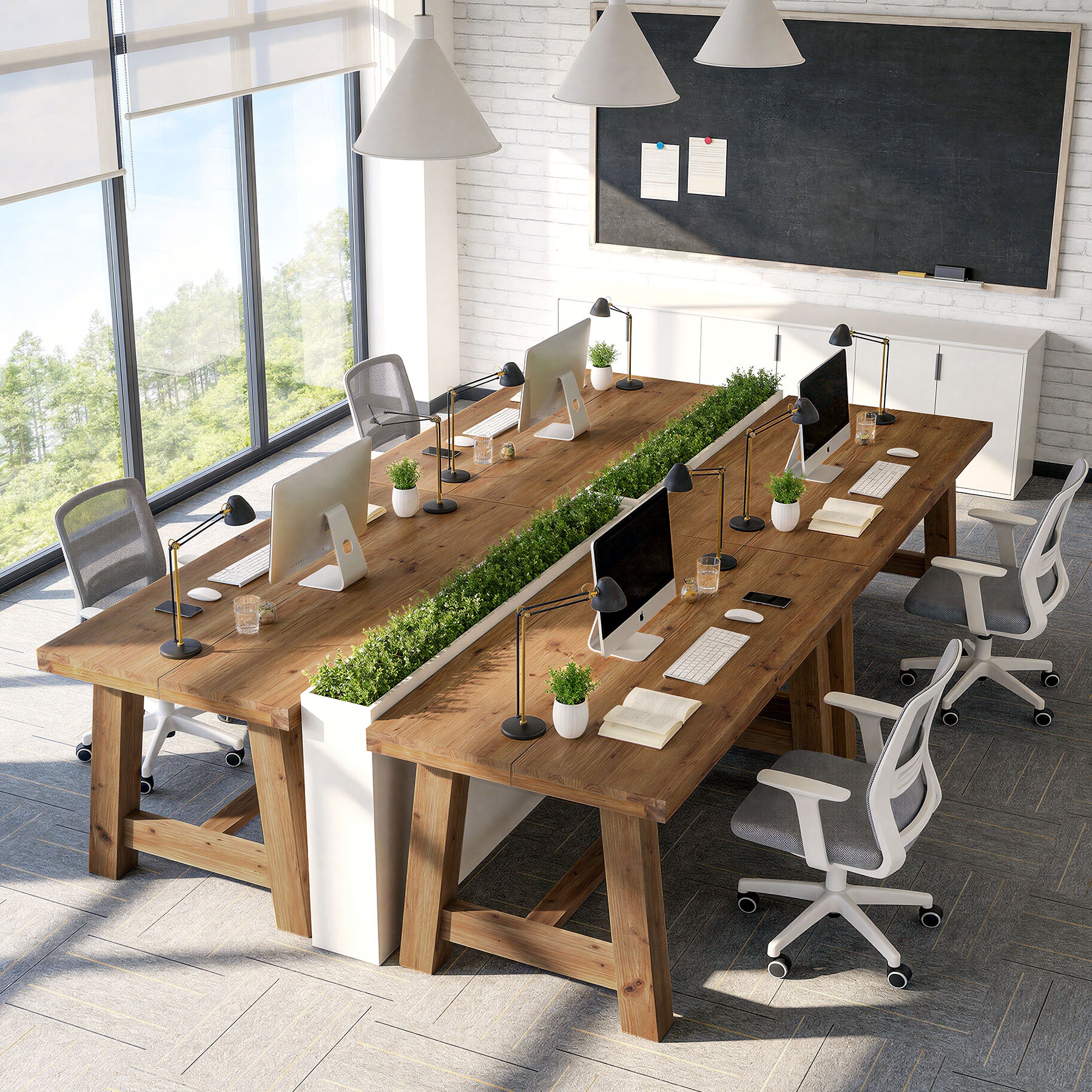 Tribesigns 63-Inch Solid Wood Computer Desk, Thick Top Wooden Workstation for Home Office