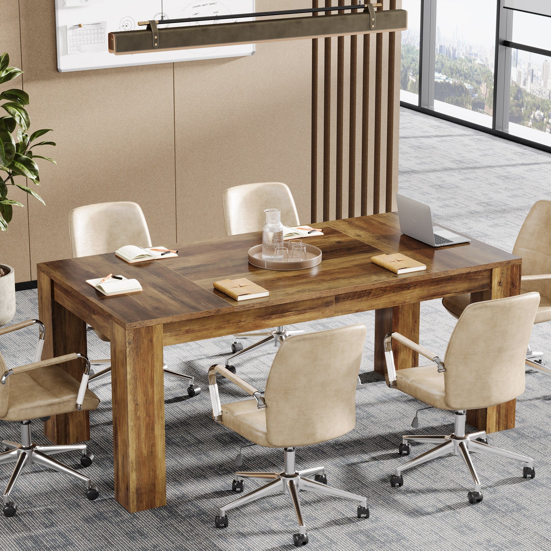 Tribesigns 63 Inch Executive Desk, Large Rustic Computer Desk with Spacious Workstation for Home Office