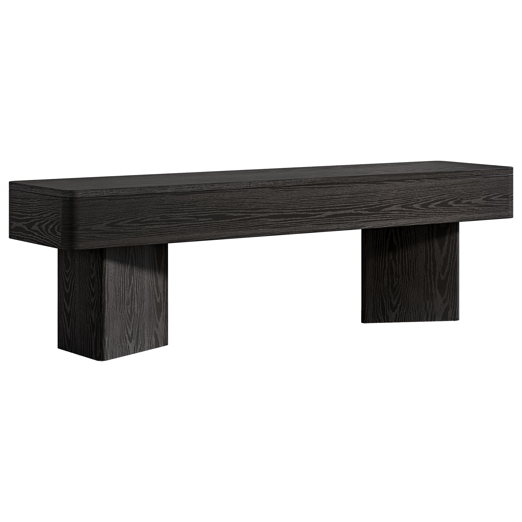 47.24-Inch Black Kitchen Table Bench with Rounded Edges, Modern Dining Bench for Dining Room