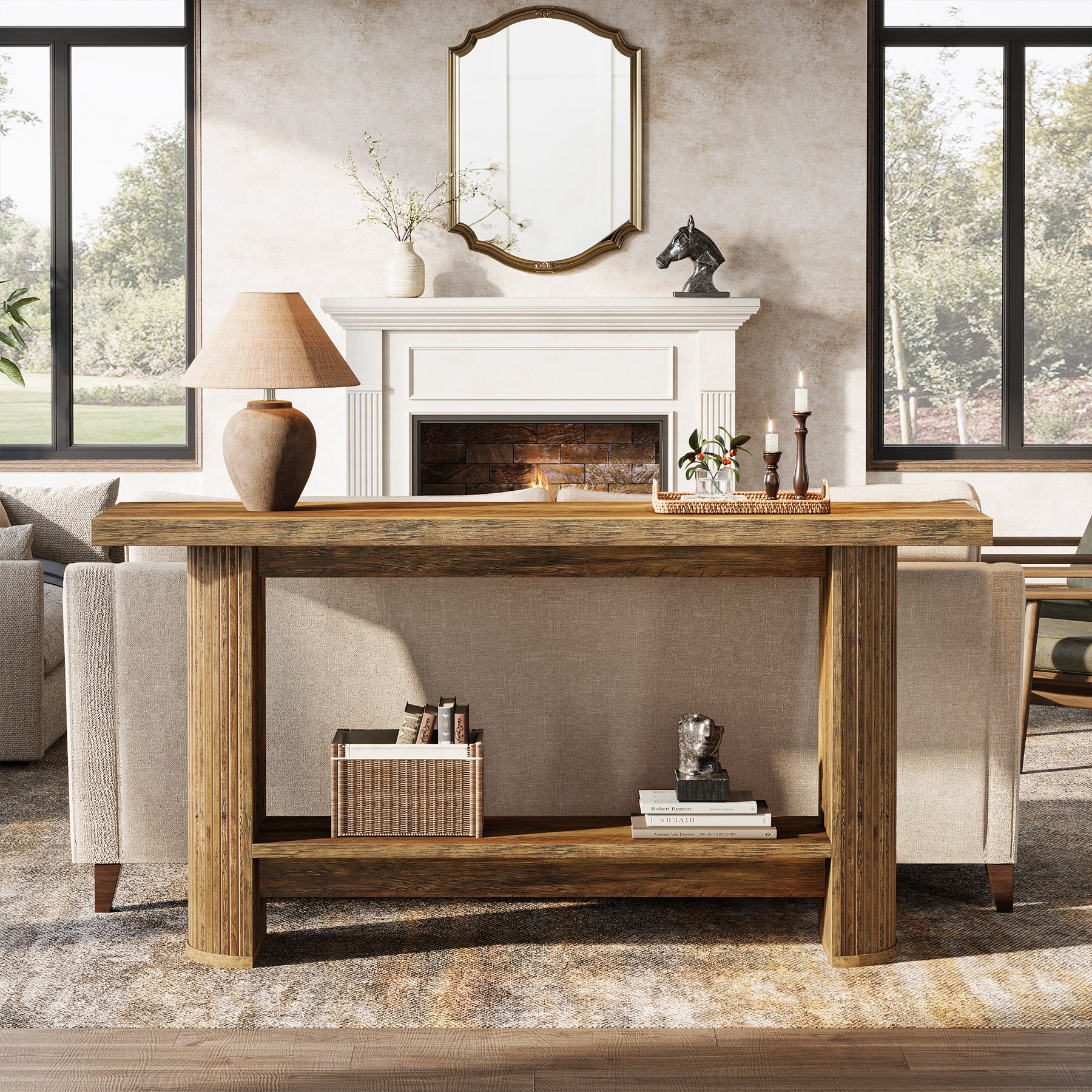 Sleek 55-Inch Console Table, Modern Entrance Table Behind Sofa