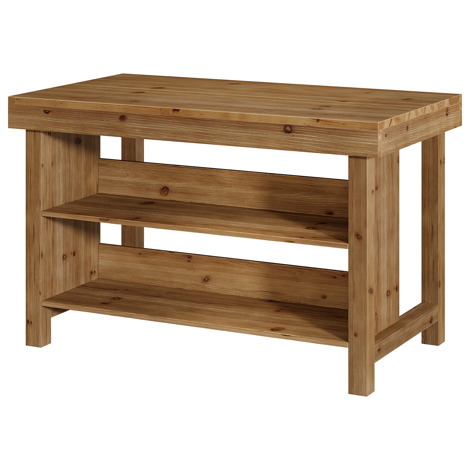 Tribesigns 55-Inch Solid Wood Bar Table with 3-Tier Open Storage Shelves, Farmhouse Counter Height Pub Table