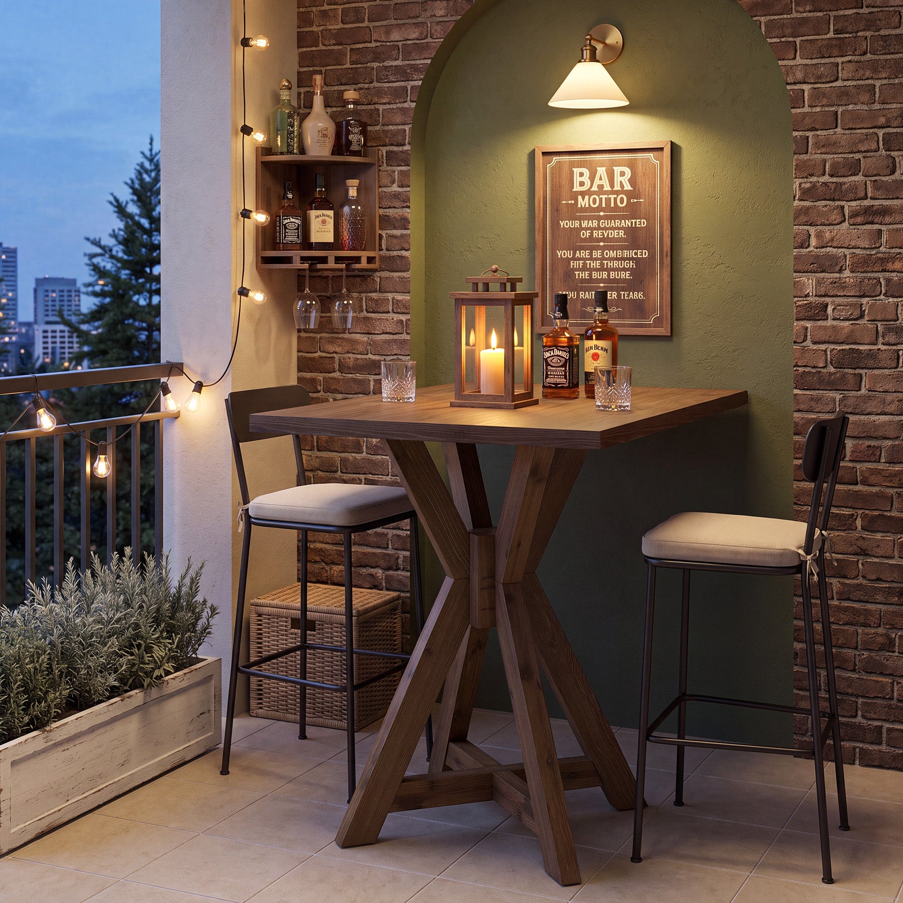 Tribesigns 31.5-Inch Solid Wood Bar Table with X-Frame, Counter Height Pub Table for Kitchen