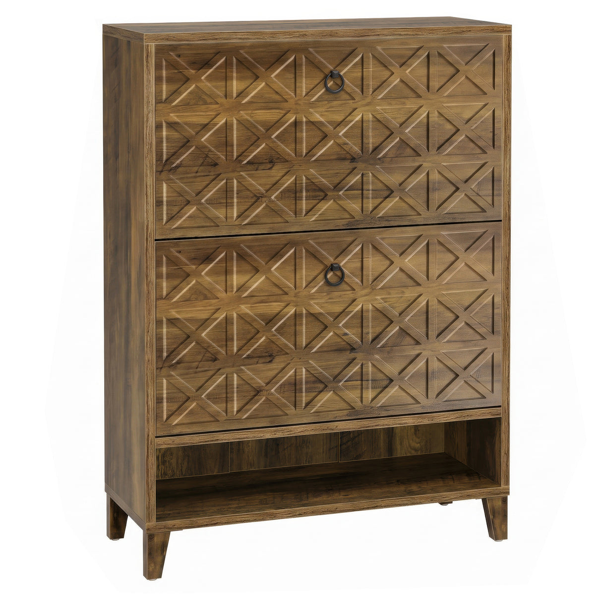Tribesigns 43.3 Inch Shoe Cabinet with 2 Flip Drawers and Open Shelf, Entryway Shoe Storage for Hallway