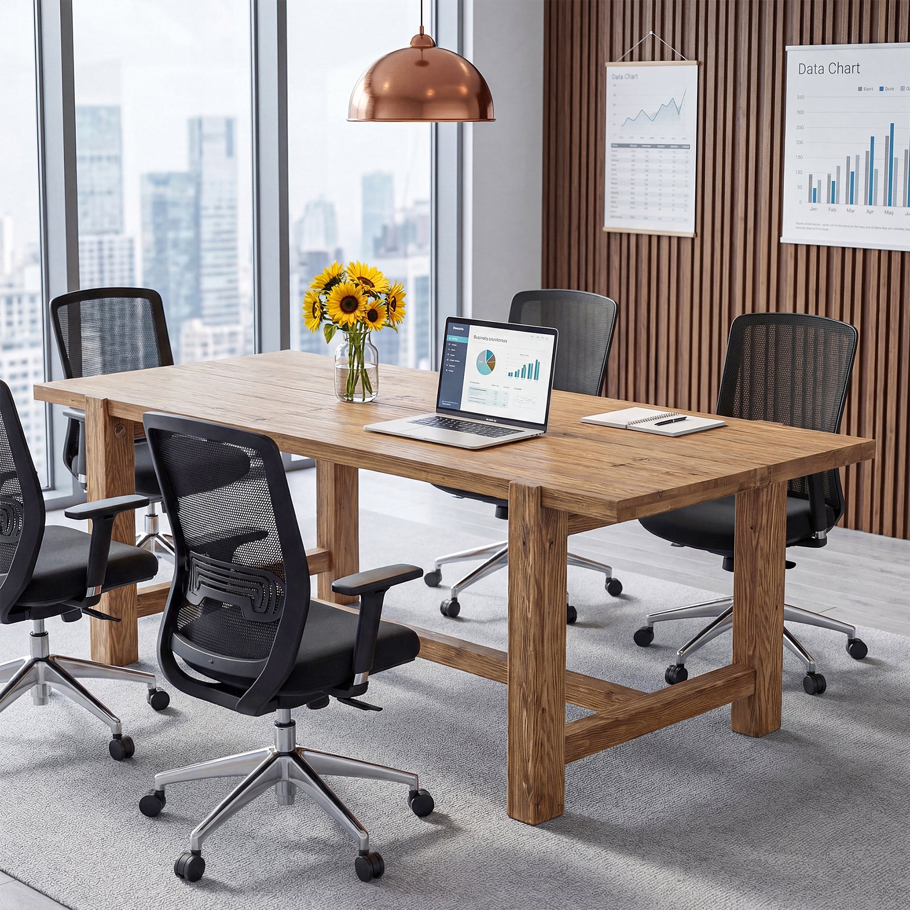 Tribesigns 63-Inch Solid Wood Computer Desk, Large Executive Office Desk with Sturdy Legs