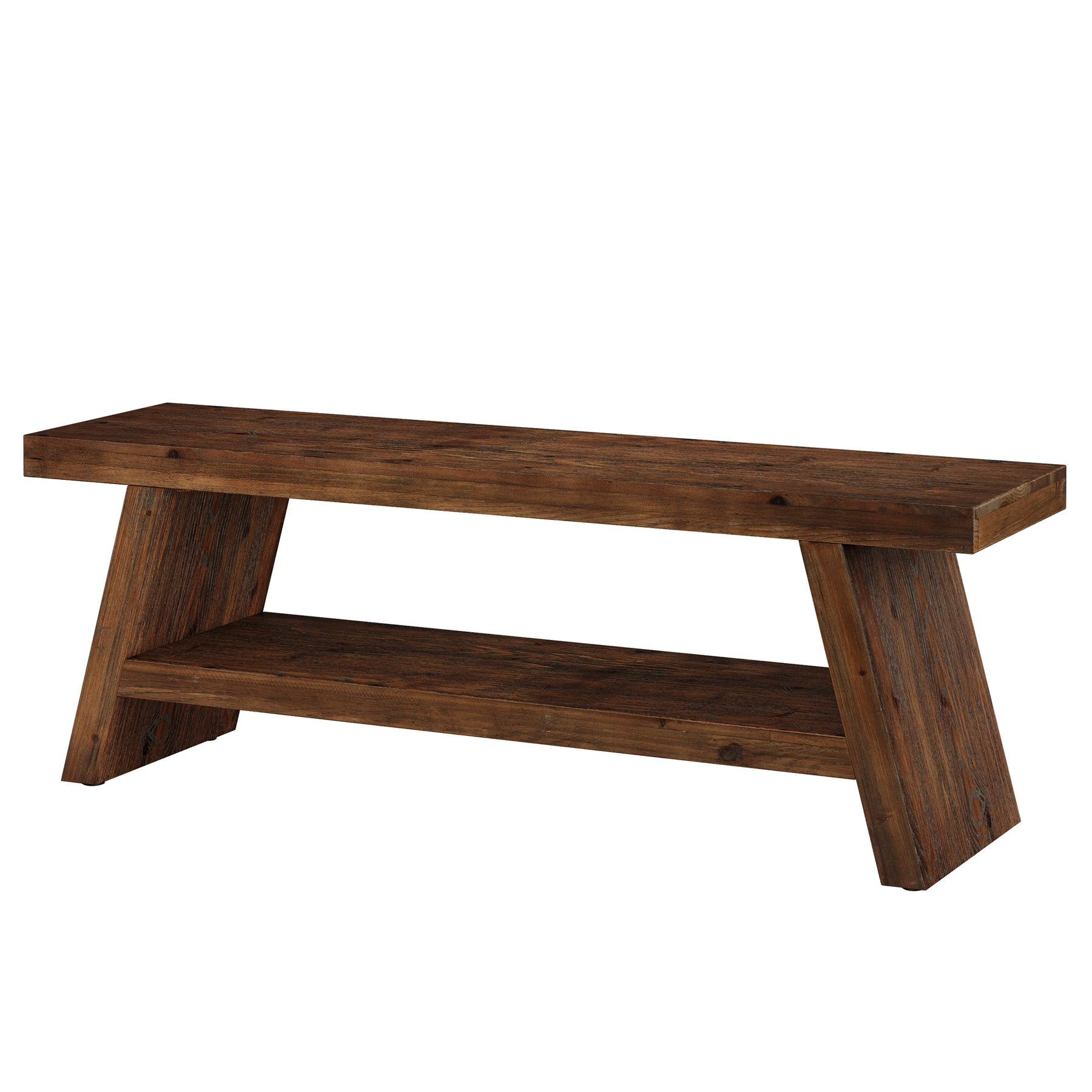 Tribesigns 47-Inch 2-Tier Wooden Storage Bench, Open Shelving Hallway Seat with Solid Fir Frame for Living Room