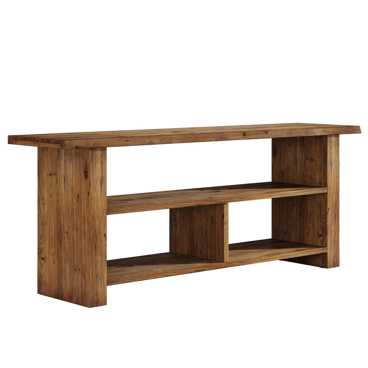 Tribesigns 63 Inch Solid Wood TV Stand with Open Storage, Farmhouse Media Console for Living Room