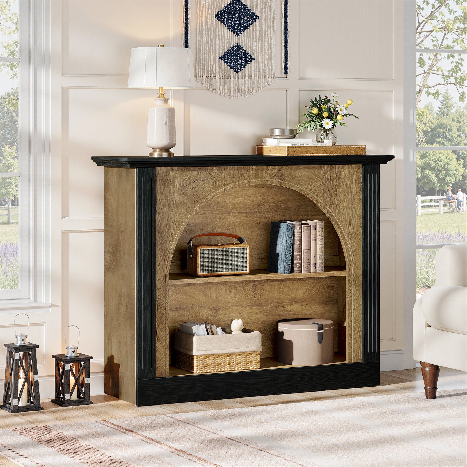 43 Inch Console Table with 3 Tier Storage, Entryway Sofa Table for Hallway Living Room