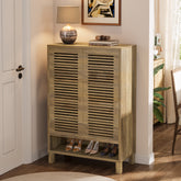 Free-Standing Shoe Cabinet, Narrow Farmhouse Wooden Organizer with 6 Shelves 3