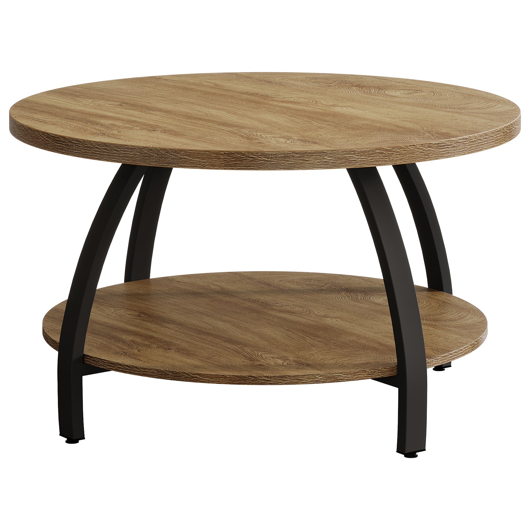 Tribesigns 31.5 Inch Round Coffee Table with 2-Tier Storage Shelves, Center Cocktail Table for Living Room