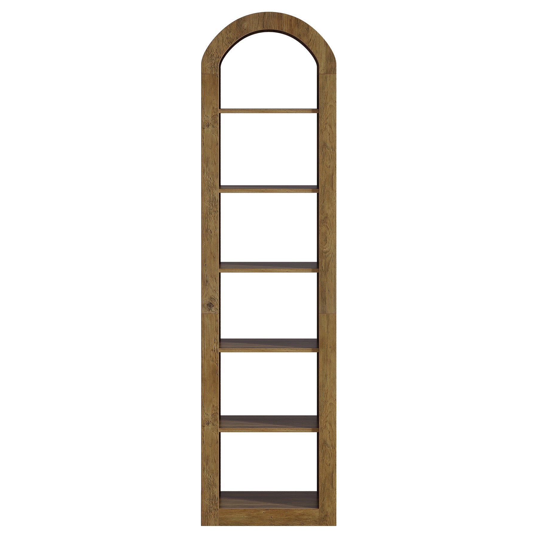 74.8-Inch Tall Arched Bookshelf, 6-Tier Narrow Open Bookcase for Small Spaces