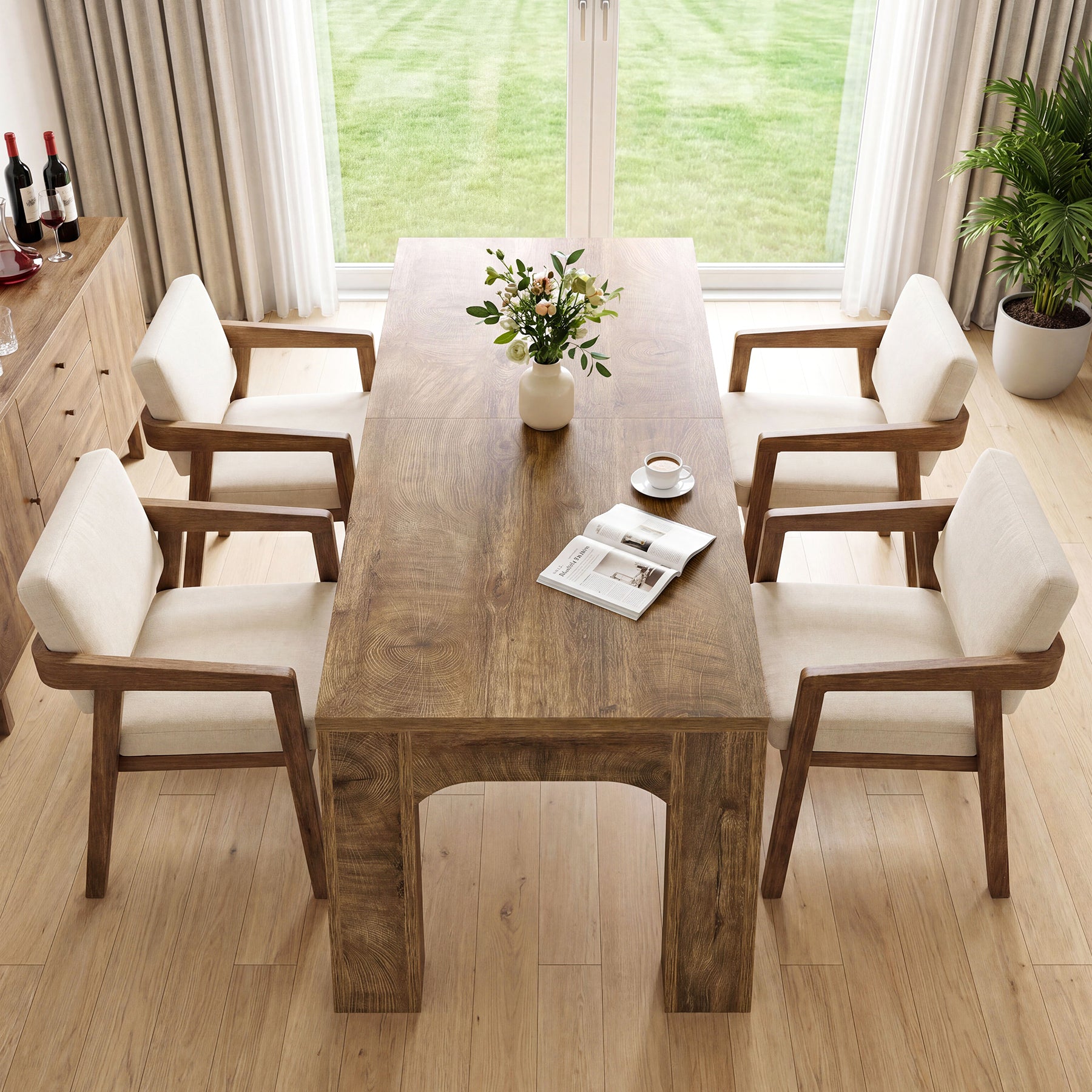 Tribesigns 70.9-Inch Dining Table for 4-6, Farmhouse Rectangular Table with Heavy-Duty Legs