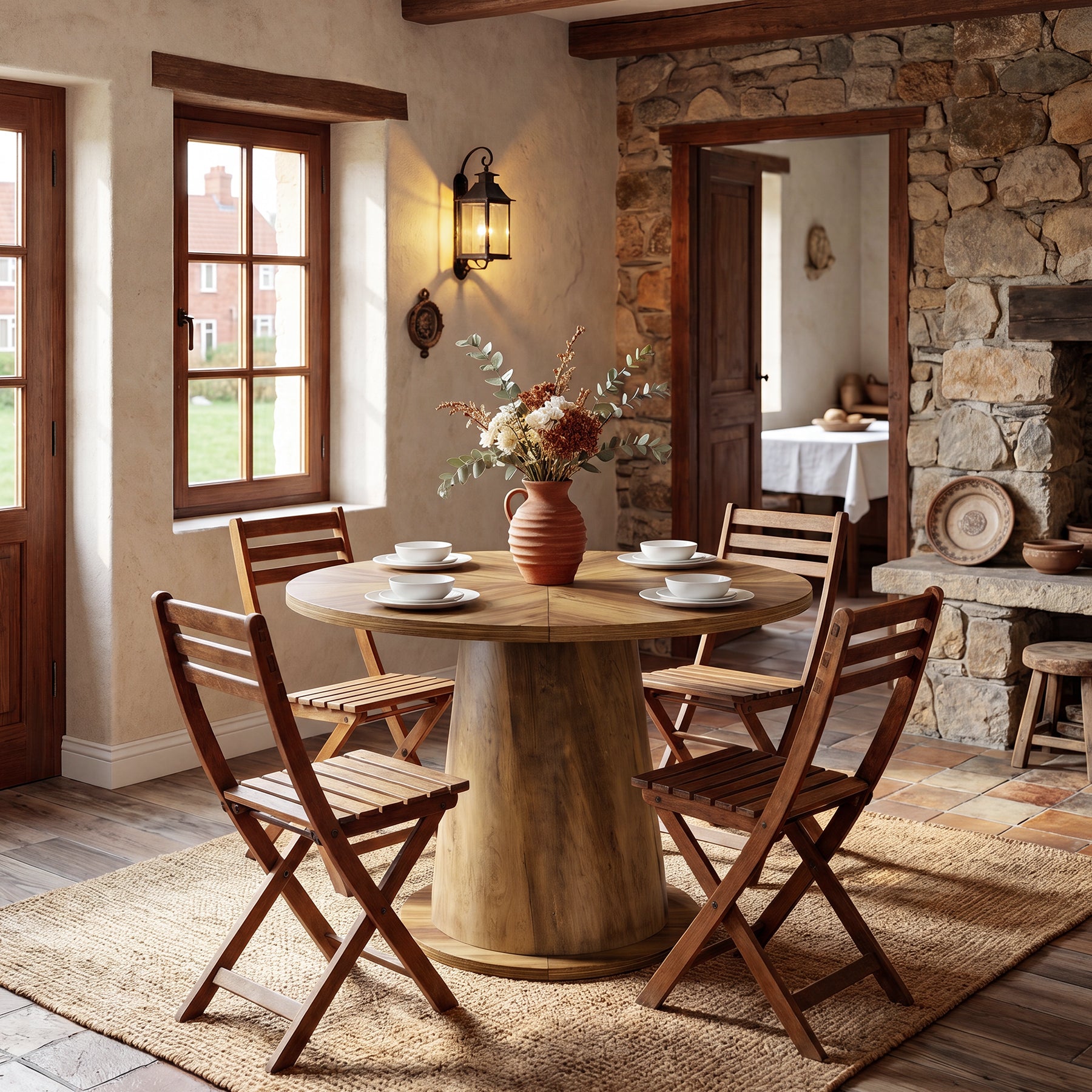 31.5-Inch Small Round Dining Table with Pedestal Base, Mid-Century Kitchen Table for 2 to 4 People