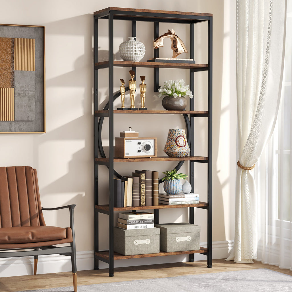 6 Tier Bookshelf 70.9" Industrial Bookcase Display Shelf