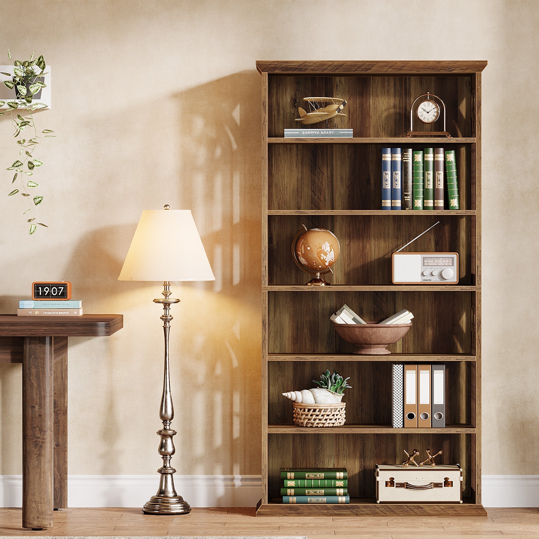 6 - Tier Bookshelf, 75" Bookcase Display Shelves Storage Etagere Tribesigns