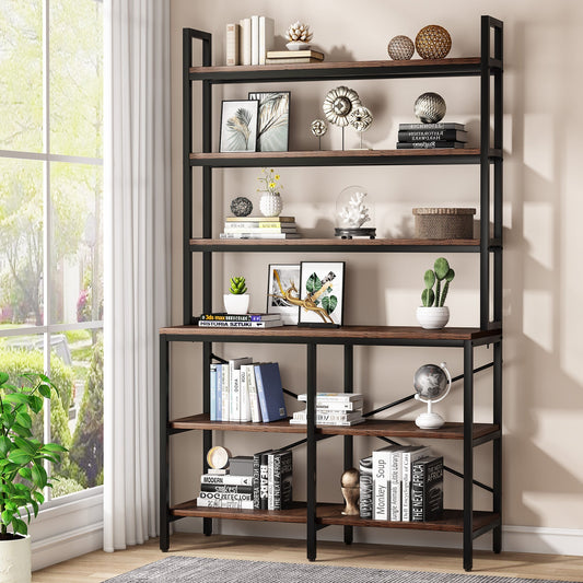 6-Tier Bookshelf, Industrial Etagere Bookcase Storage Rack Tribesigns