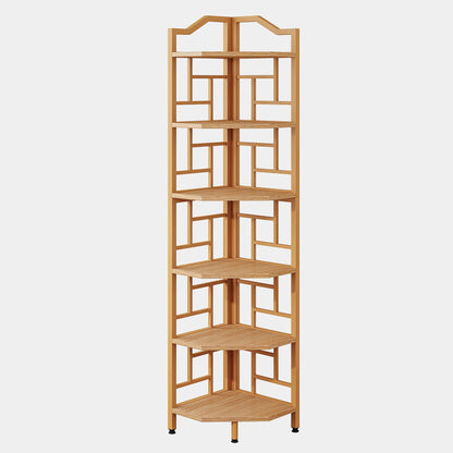 6-Tier Corner Shelf, 68" Tall Corner Bookshelf for Home Office Tribesigns