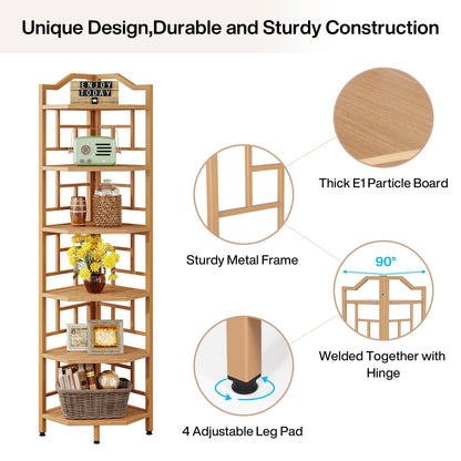 6-Tier Corner Shelf, 68" Tall Corner Bookshelf for Home Office Tribesigns