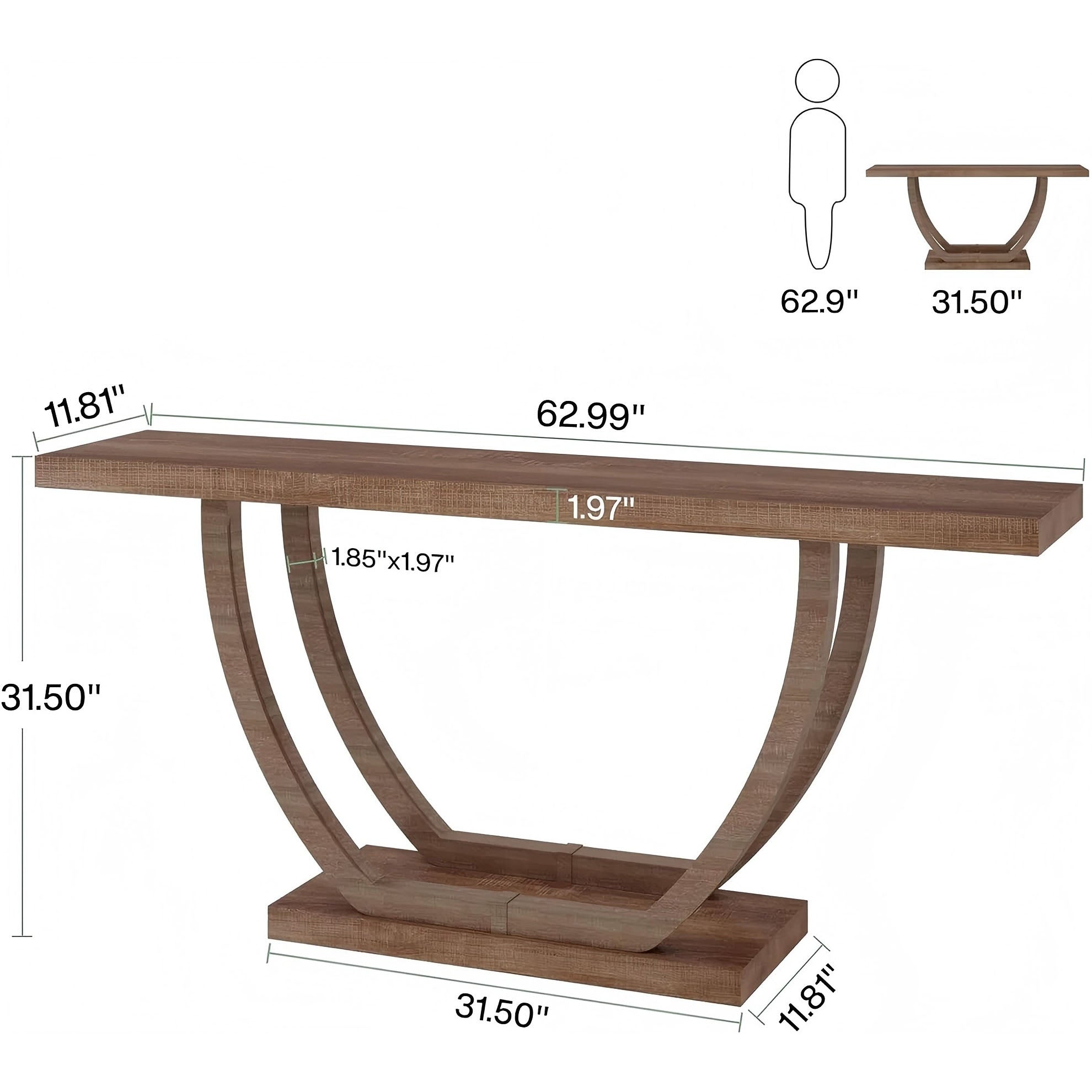 Tribesigns Entrance Console, 63" Narrow Console Table With Geometric Base