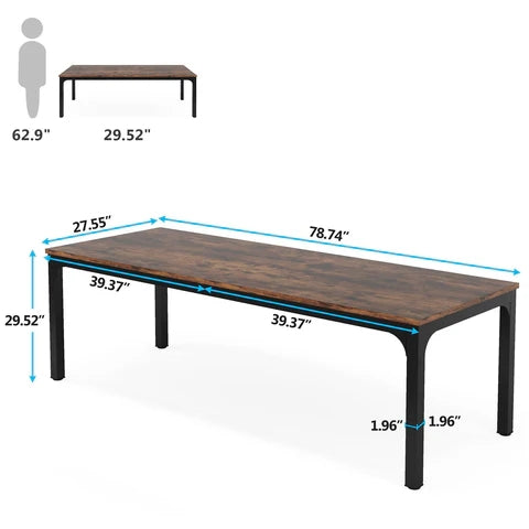 Rectangle Executive Desk, 78.7" Computer Desk 6FT Conference Table