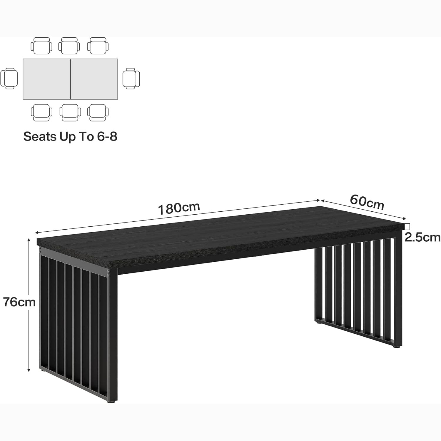 Modern Industrial Dining Table for 8, 71" Long Farmhouse Kitchen Table with Metal Frame