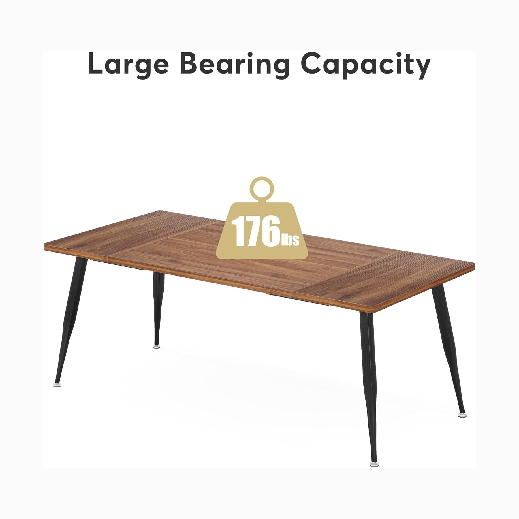 Modern Industrial 6FT Conference Table - Rectangular Meeting Room Tables with Metal Legs