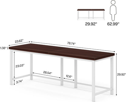 Double Computer Desk, 78.7 Inch Two-Person Study Table