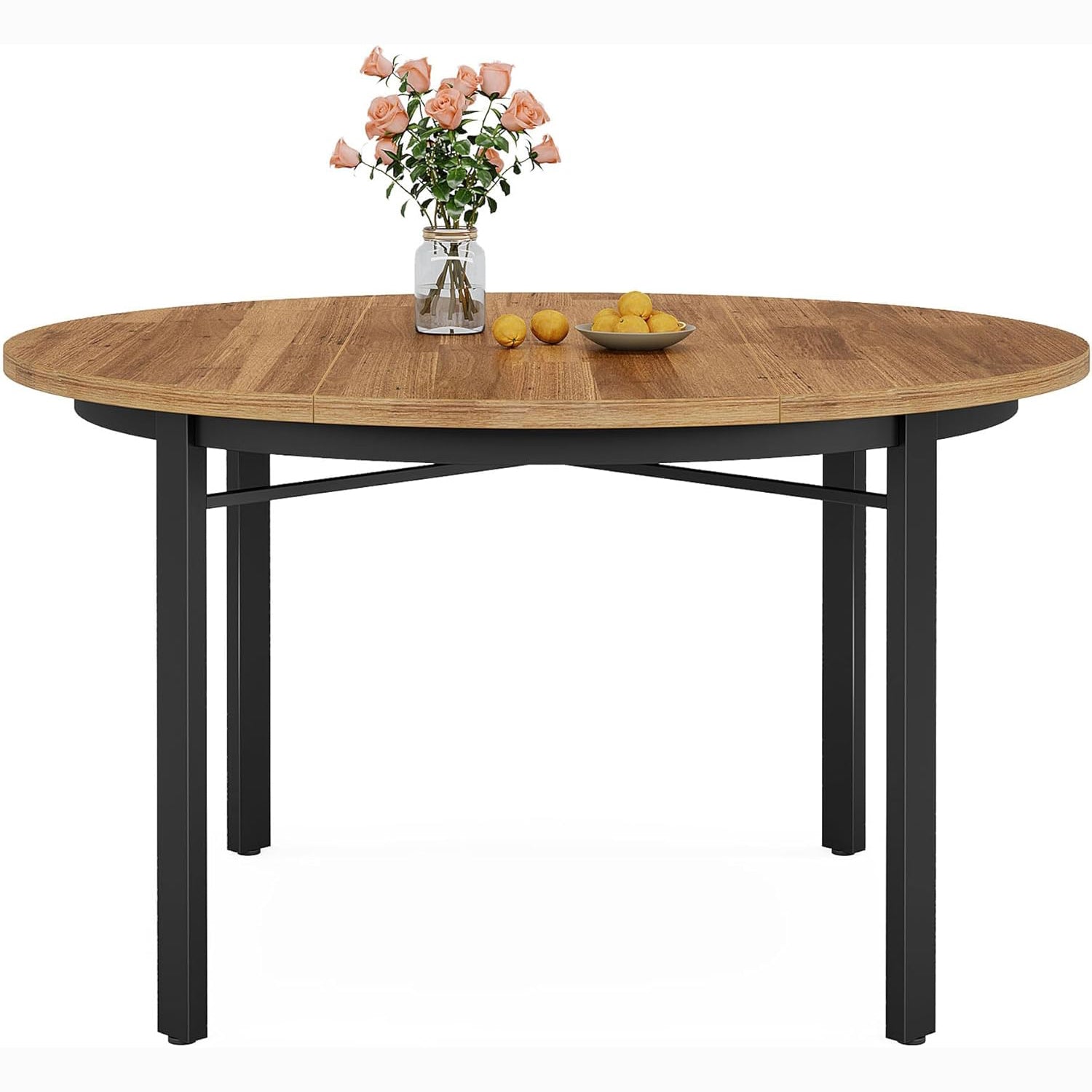 46" Round Dining Table, Farmhouse Kitchen Table Dinner Table for 4-6 People