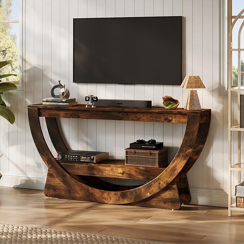 TV Stand for 55 - 75" TV, Entertainment Center with Open Storage Shelves Tribesigns