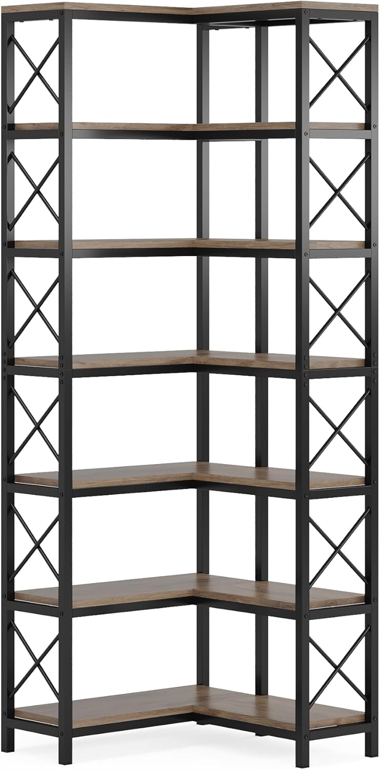 7-Tier Corner Bookshelf  Display Storage Rack