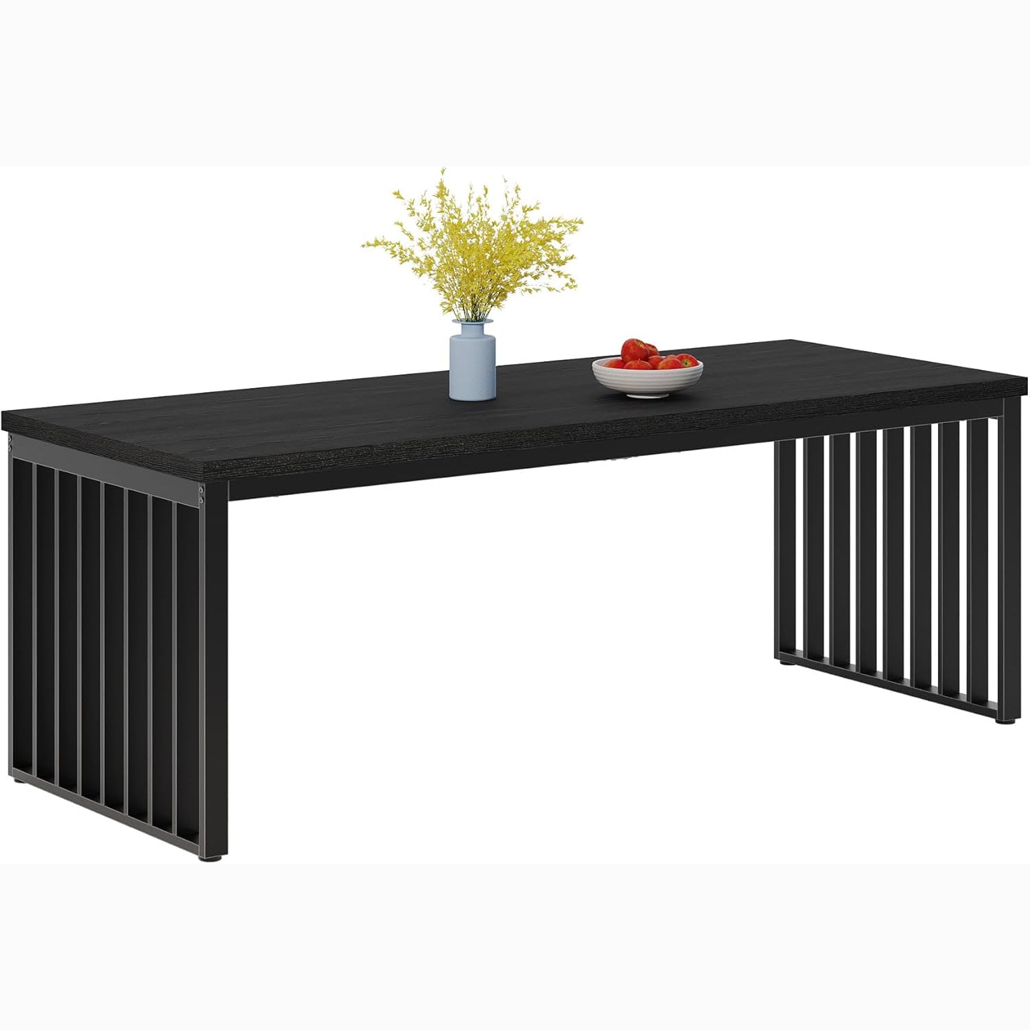 Modern Industrial Dining Table for 8, 71" Long Farmhouse Kitchen Table with Metal Frame